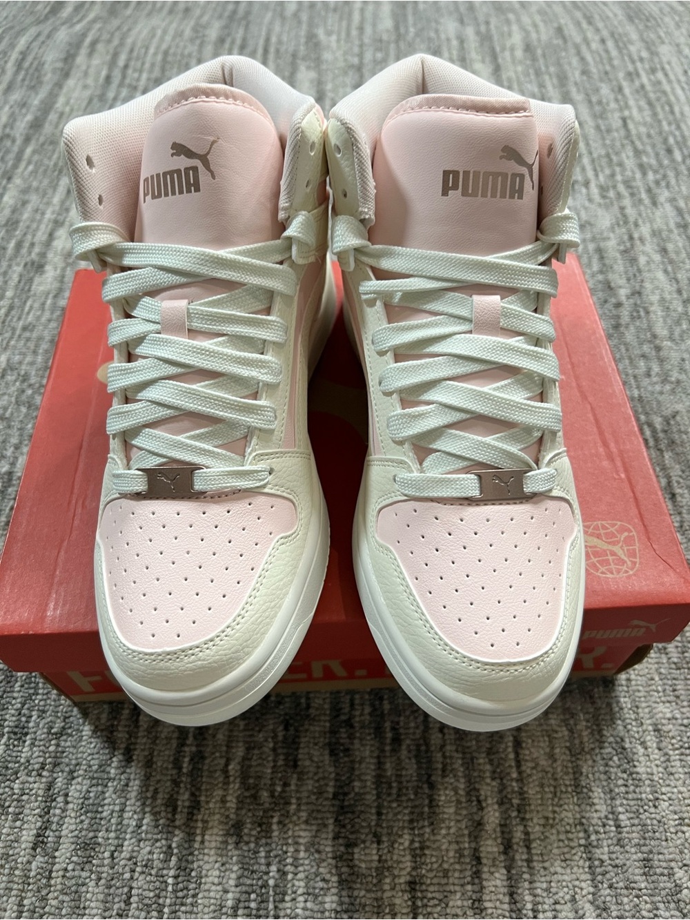 PUMA Rebound Layup Rcl Shine High Top Womens Pink, White Sneakers Size 8 - Picture 7 of 10